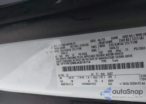 2018 Ford Transit-250 из США, поврежденный, VIN 1FDYR1ZM8JKB18111